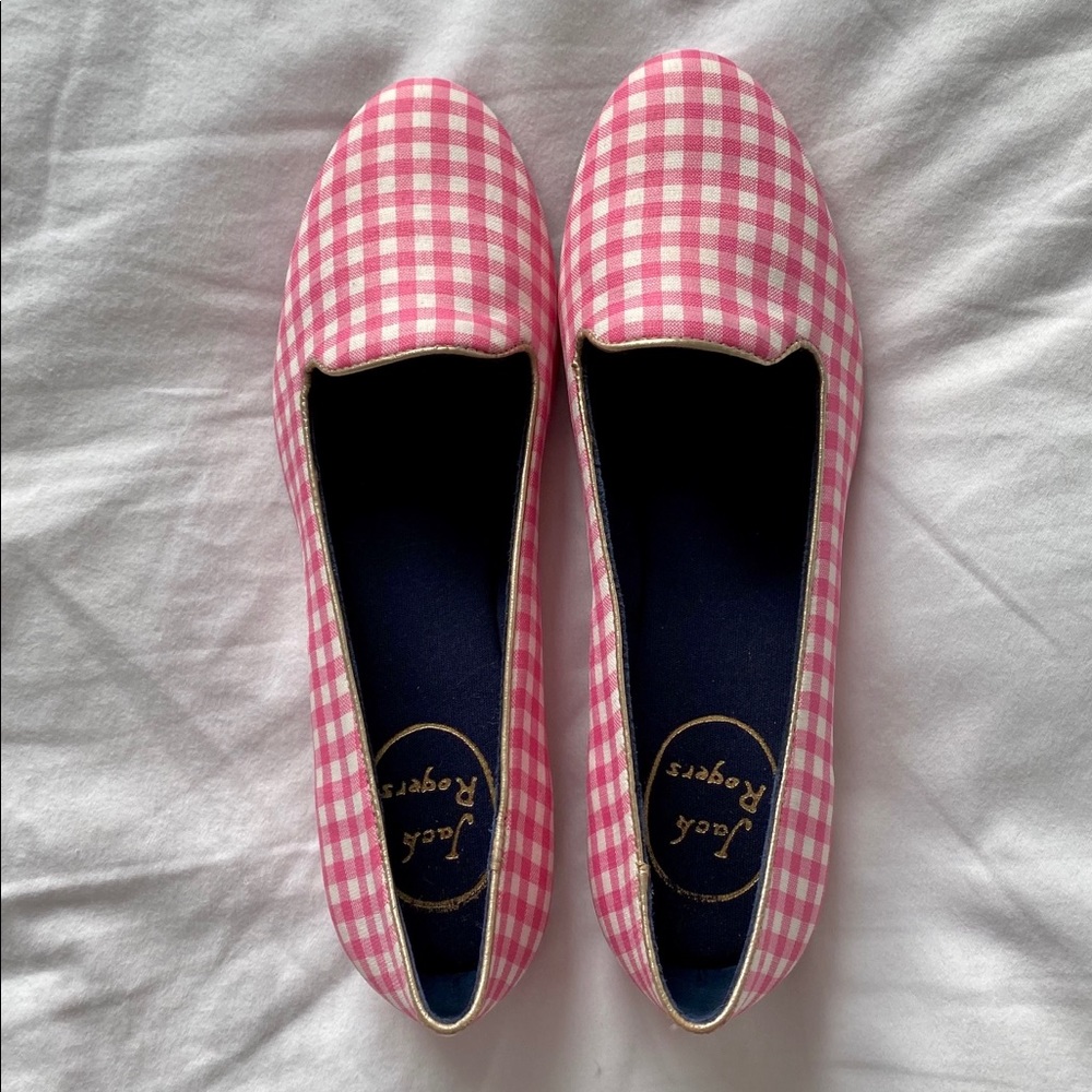 Jack Rogers pink gingham flats - size 6.5